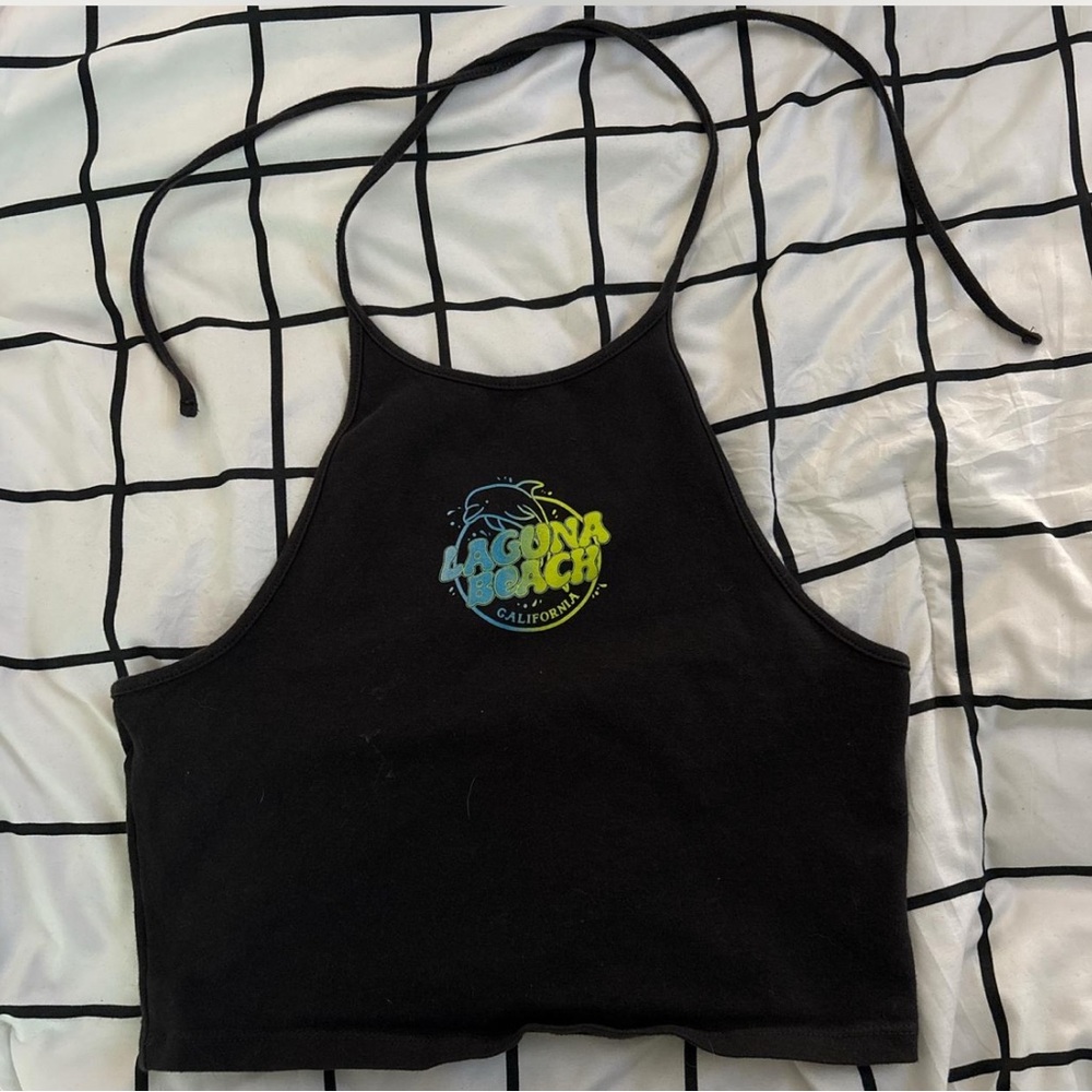 H&M Black Tank Top with Graphic Print
